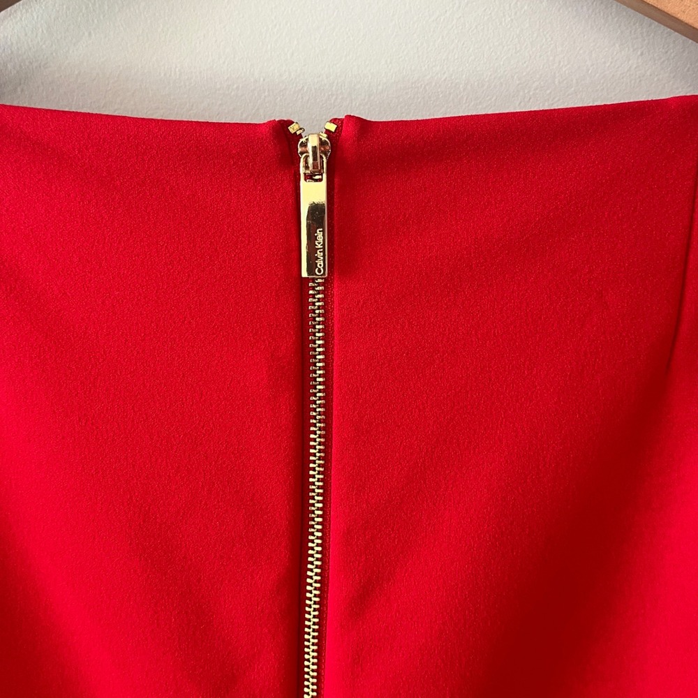Calvin Klein Bell Sleeve Sheath Dress Red 22W Decorative Button Cuffs - Picture 11 of 11